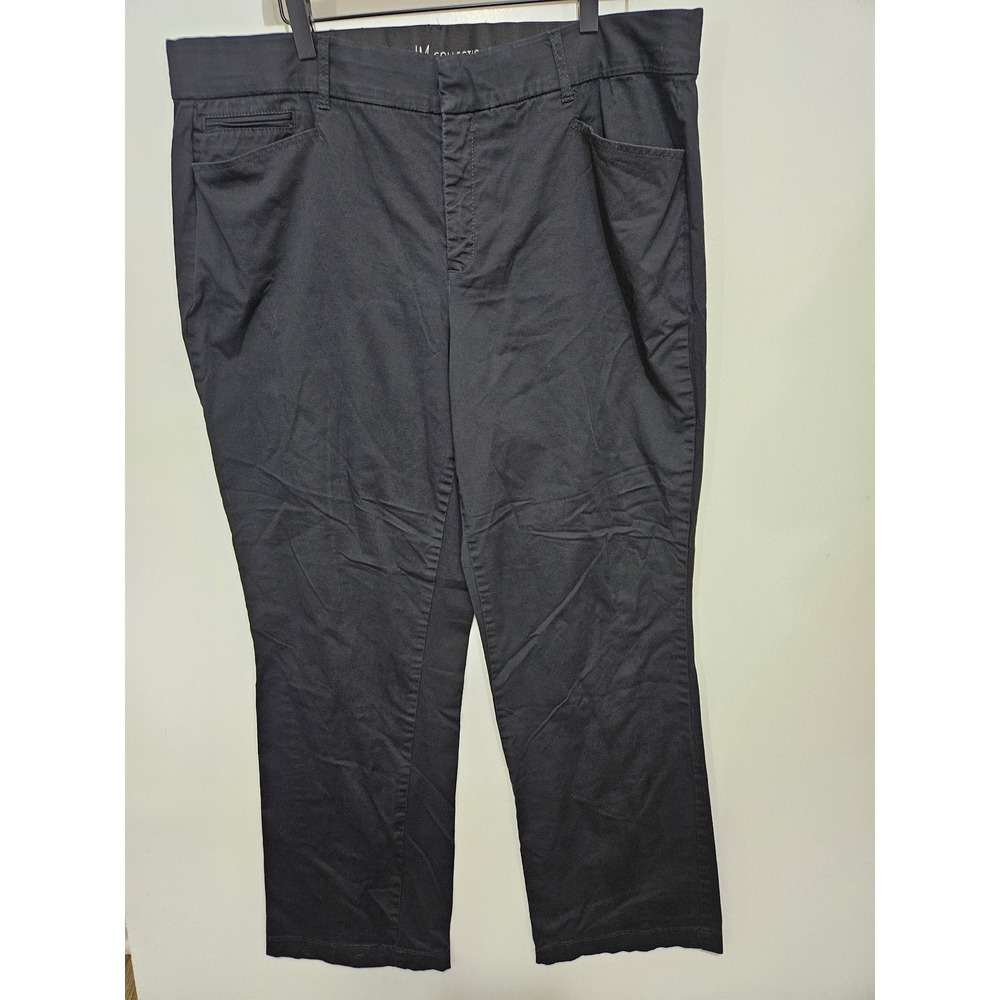 JM Collection Woman Black Straight Leg Cotton Blend Trousers Size 18W